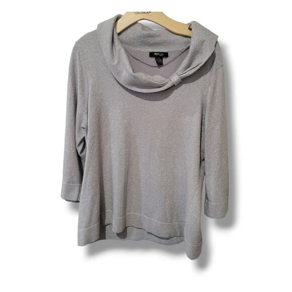 Style & Co women's Plus Size silver metallic cowl neck Pullover sweater  - 1x - Picture 1 of 7